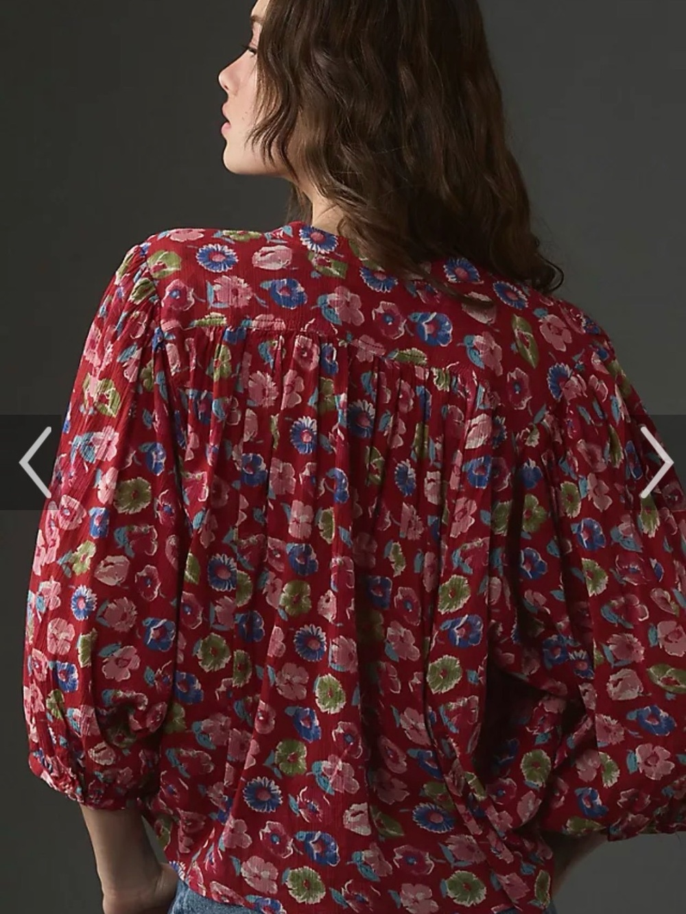 Womens the Sydney Pilcro Red Floral Button-Front Top - Lightweight Shirt - Picture 4 of 8